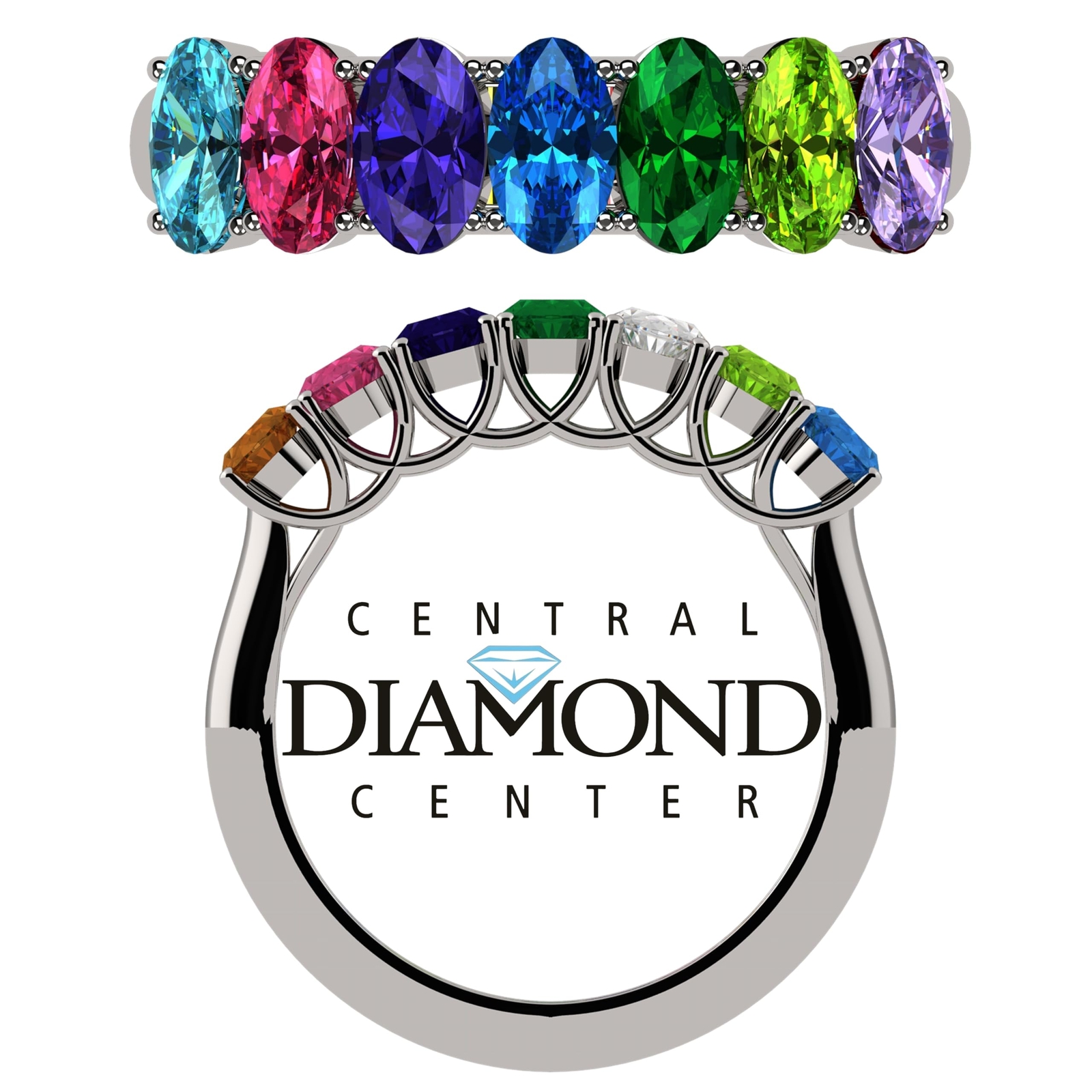 Oval Lucita Mothers Ring 1-7 Simulated Birthstones Silver, 10K or 14K Gold