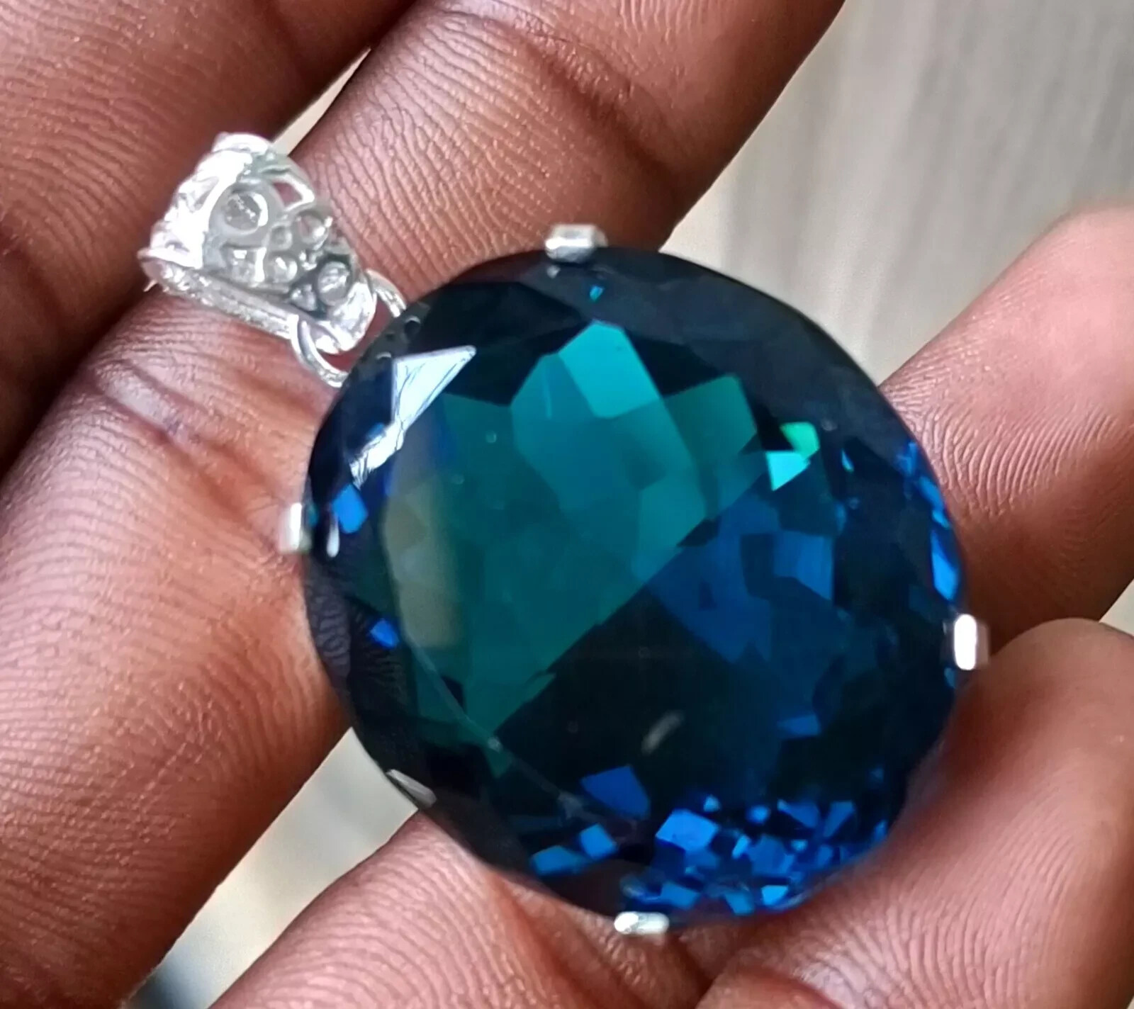 London Blue Topaz Pendant 925 Sterling Silver Pendant Gemstone Jewelry 133 Ct