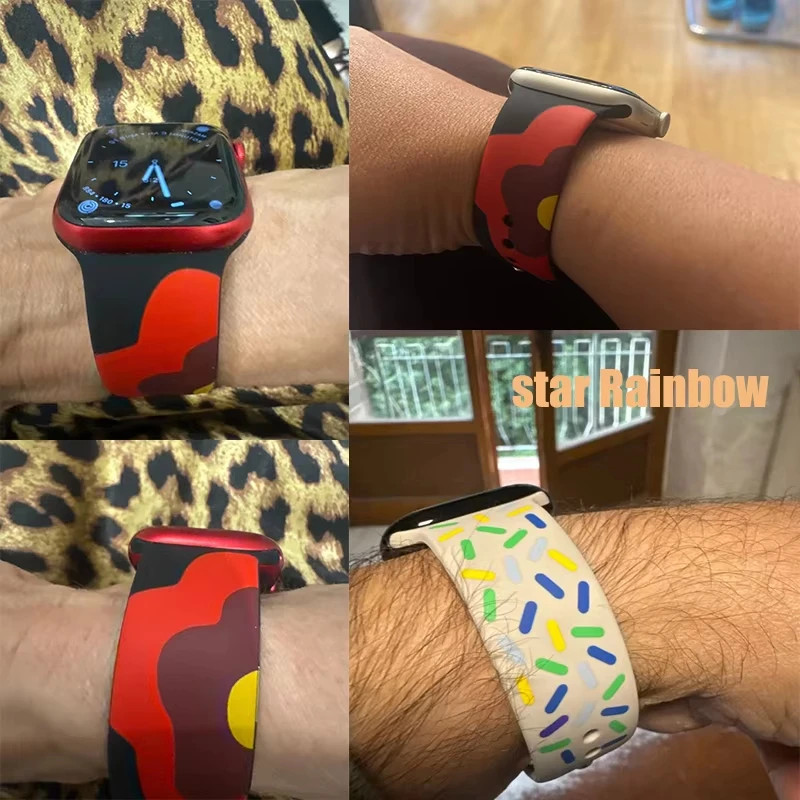 Printed Silicone Smartwatch Band for Watch 38-49mm Series Ultra 9 SE Bracelet