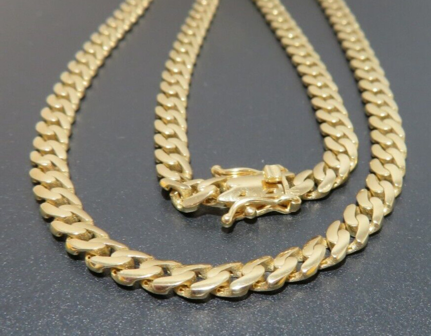 14K YG HOLLOW CUBAN CURB LINK CHAIN 22″ LONG 5.05 MM WIDE 22.04 grams (G132422)