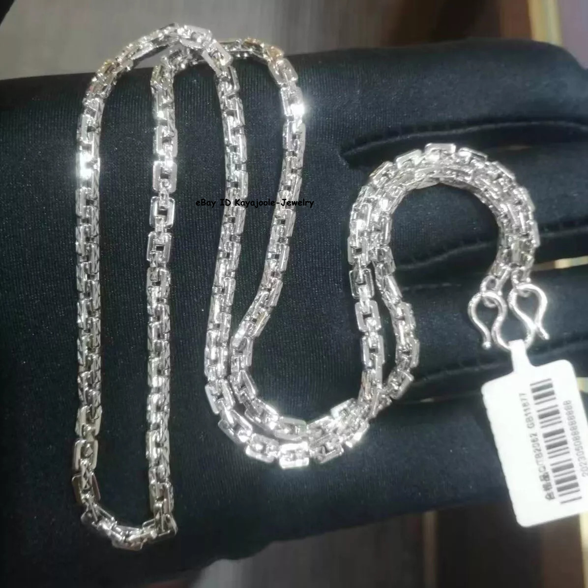 Solid PT950 Pure Platinum 950 Chain Men 3.7mm Square O Link Necklace 39g 22in