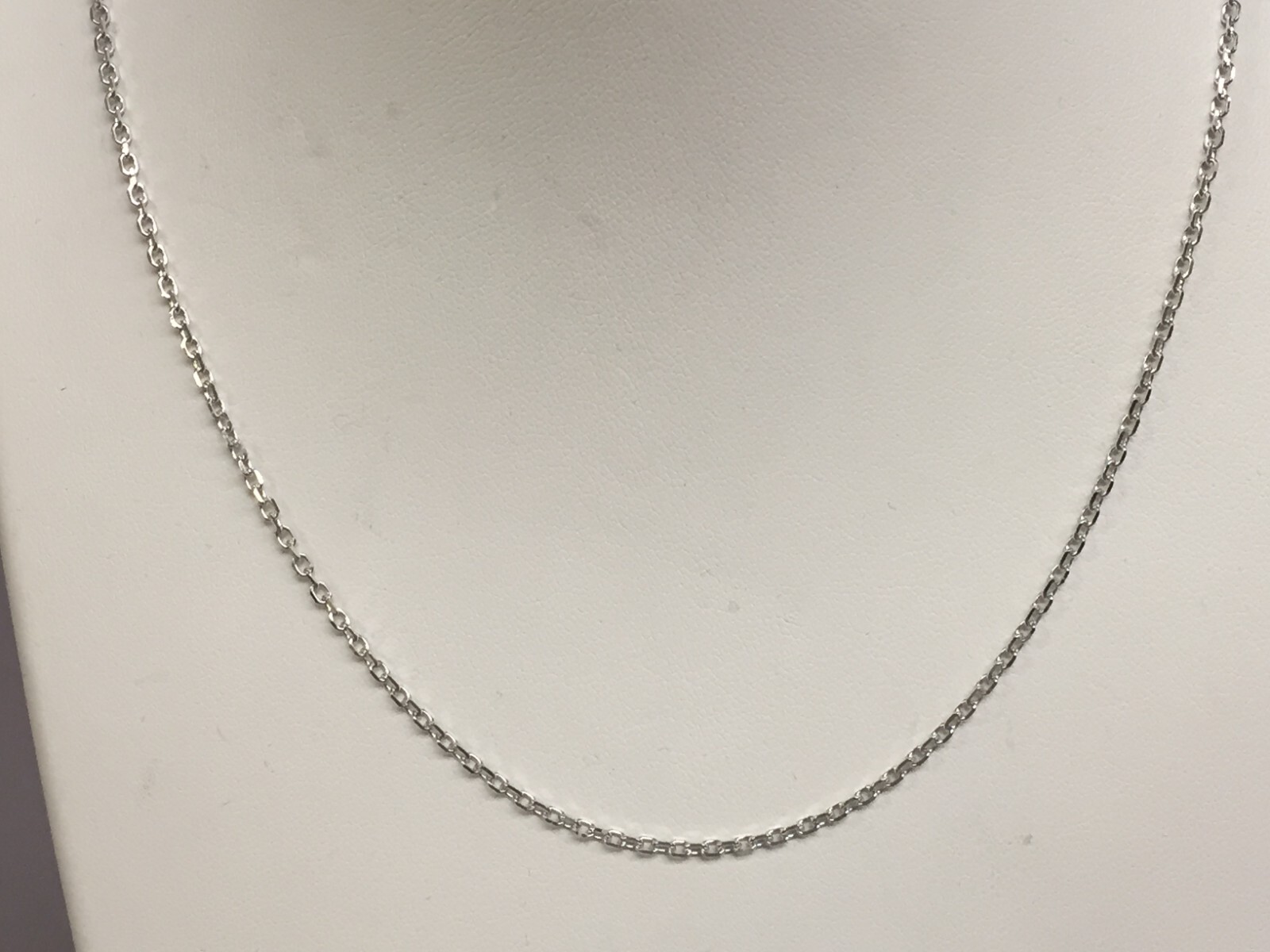 18k White Gold 18″ Solid Cable Link Pendant Chain/Necklace 1.4 mm 3 grams