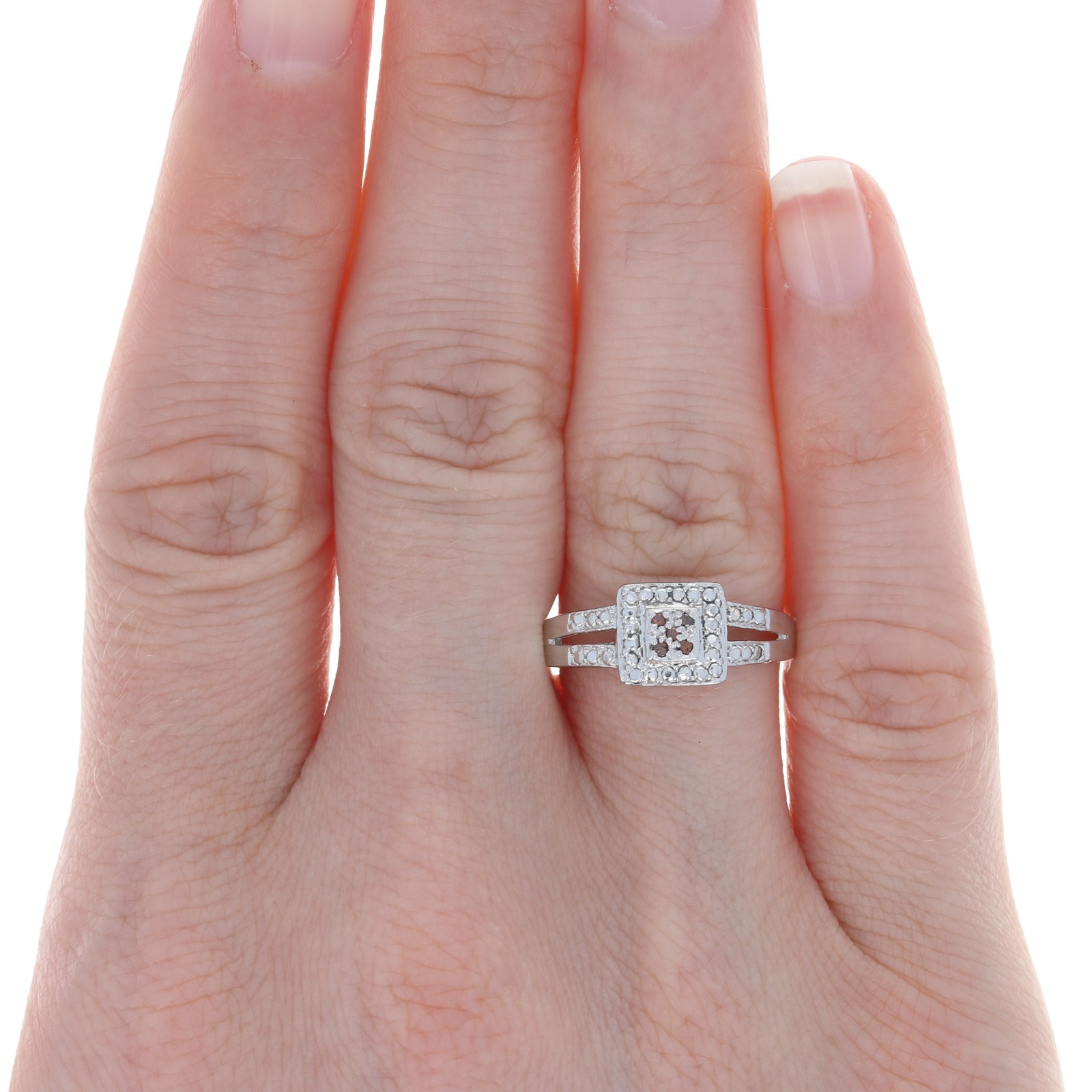 NEW Orange & Brown Diamond Ring – 925 Sterling Silver Size 7