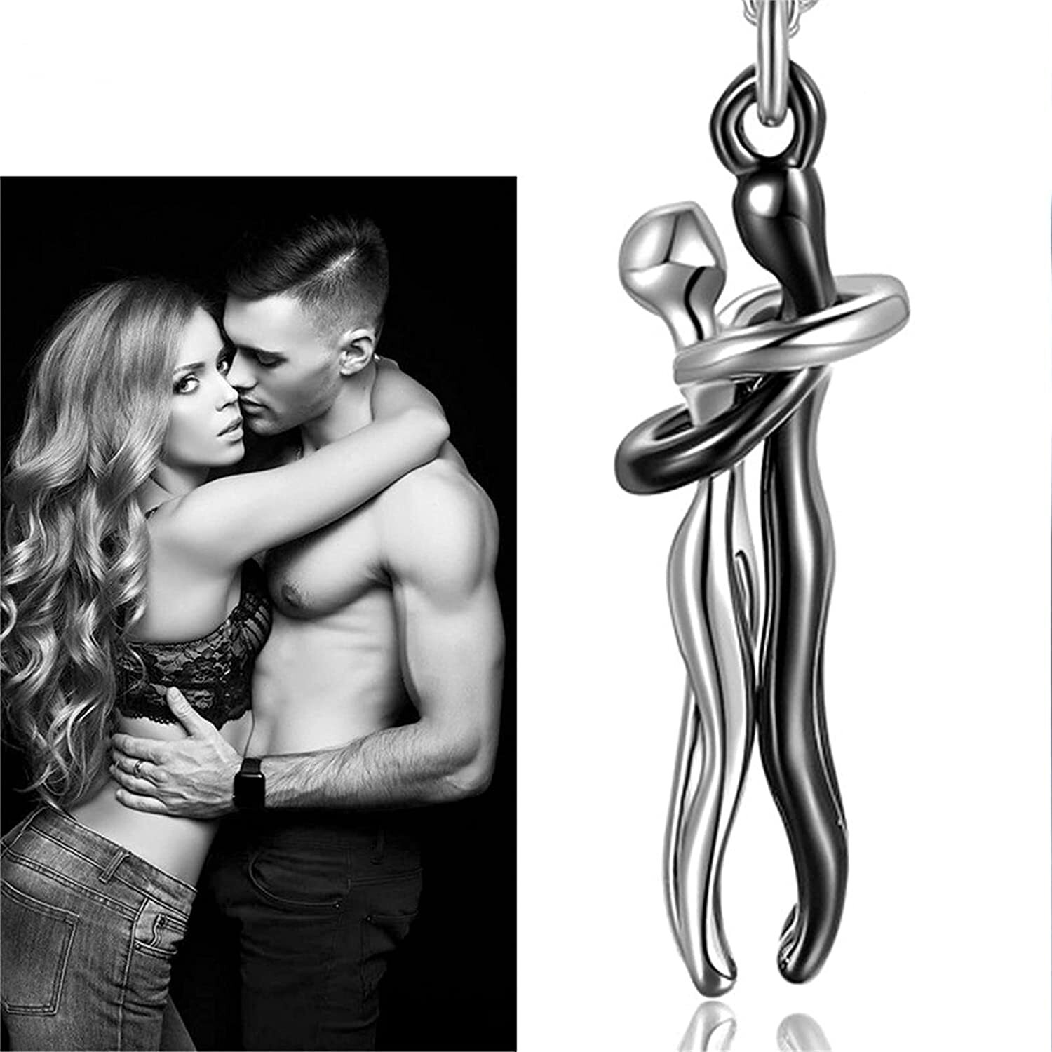 Couple Hugging Pendant Necklace Lovers Together Forever Metal Plating Love Style