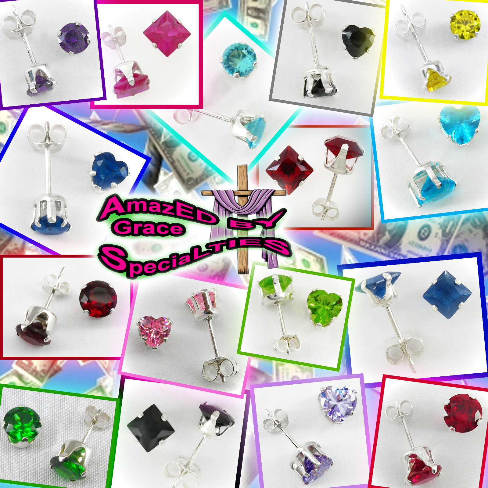 4mm Round LAVENDER Gemstone Post Earrings – SOLID 925 STERLING SILVER – NEW!