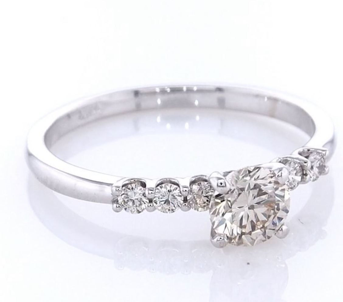 IGI Certified 0.66 CTW Natural Diamond Ring – 14K White Gold Engagement Ring