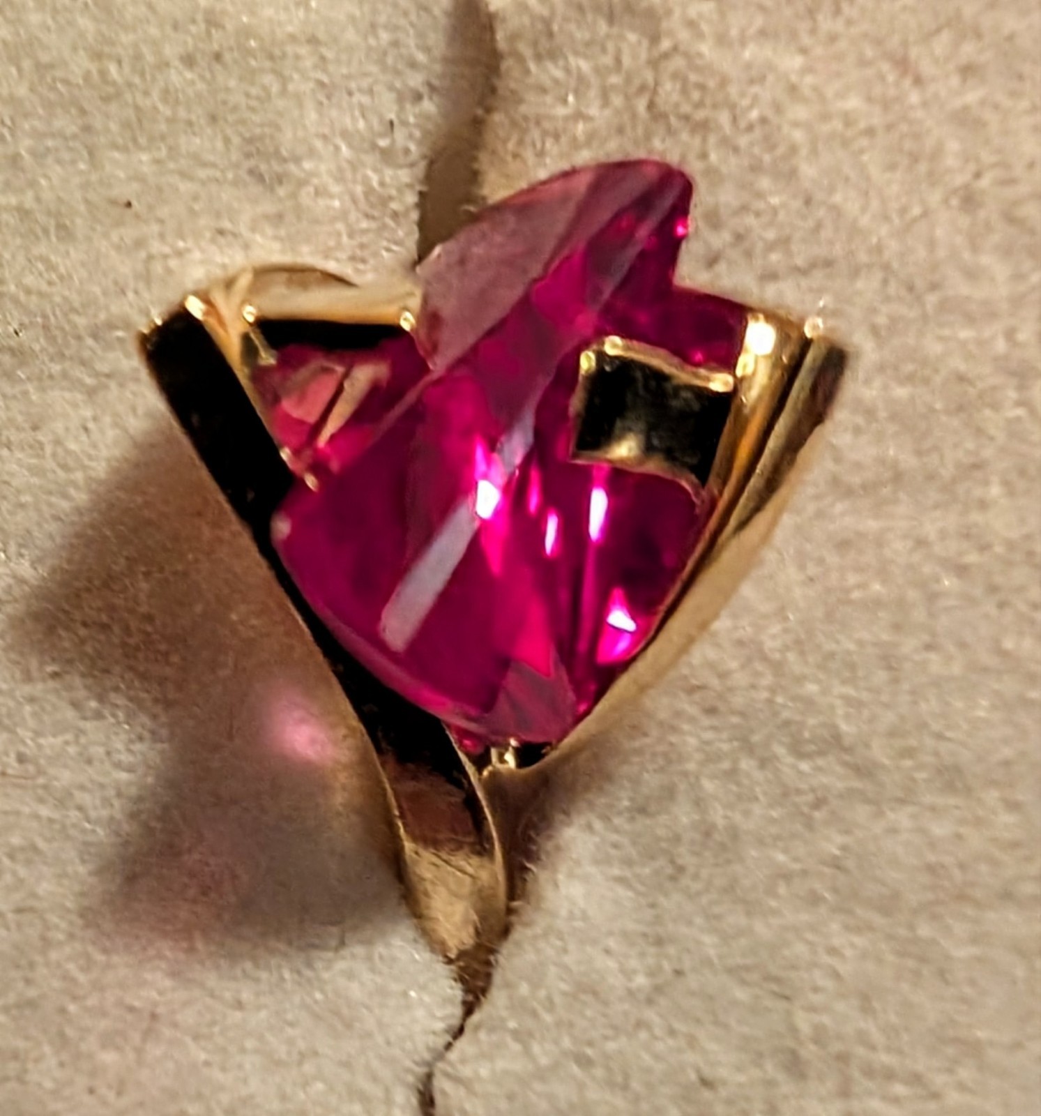 Dark Pink Strellman Lighthouse 14k Gold Ring