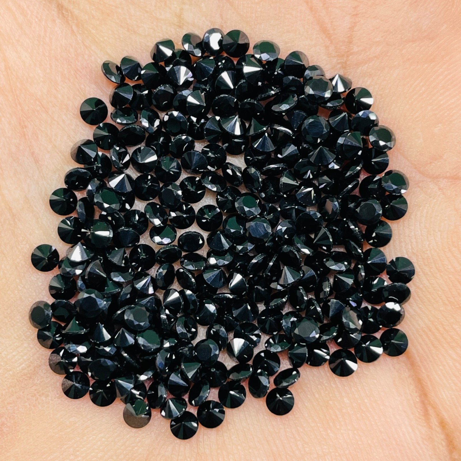 100 Pcs Natural Black Spinel 3mm Round Diamond Cut Calibrated Loose Gemstone Lot