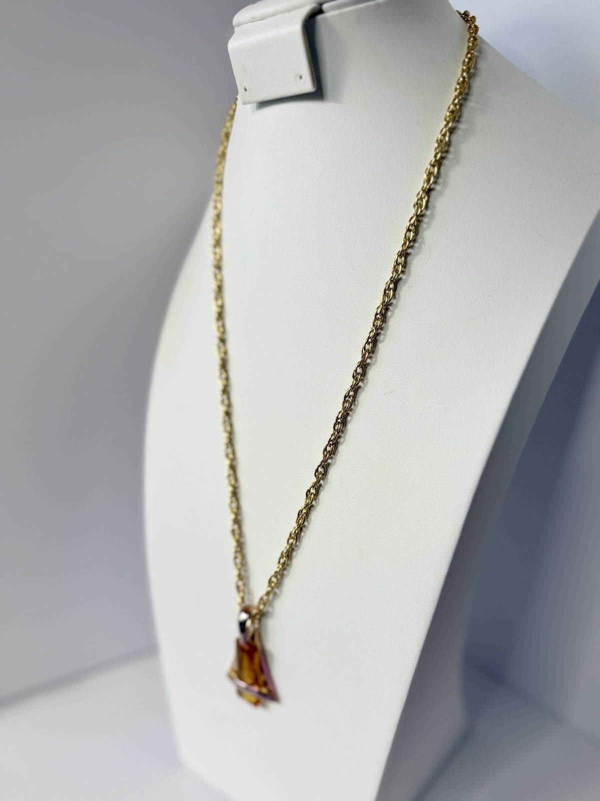 Vintage Sara Coventry Faux Citrine Large Pendent Necklace 25’