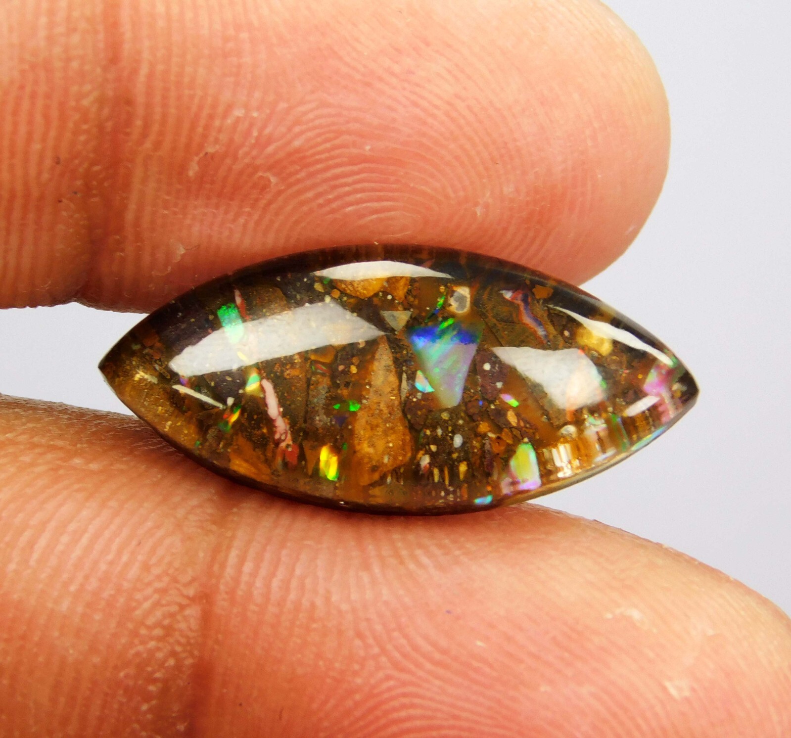 Australian Koroit Boulder Opal 9.35 Ct Marquise Cut Polished Natural Gemstone