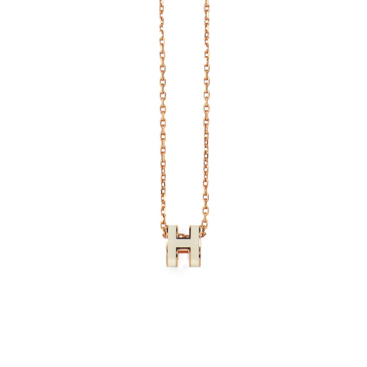 HERMES Mini Pop H Chain Necklace White Gold Accessory 90330205