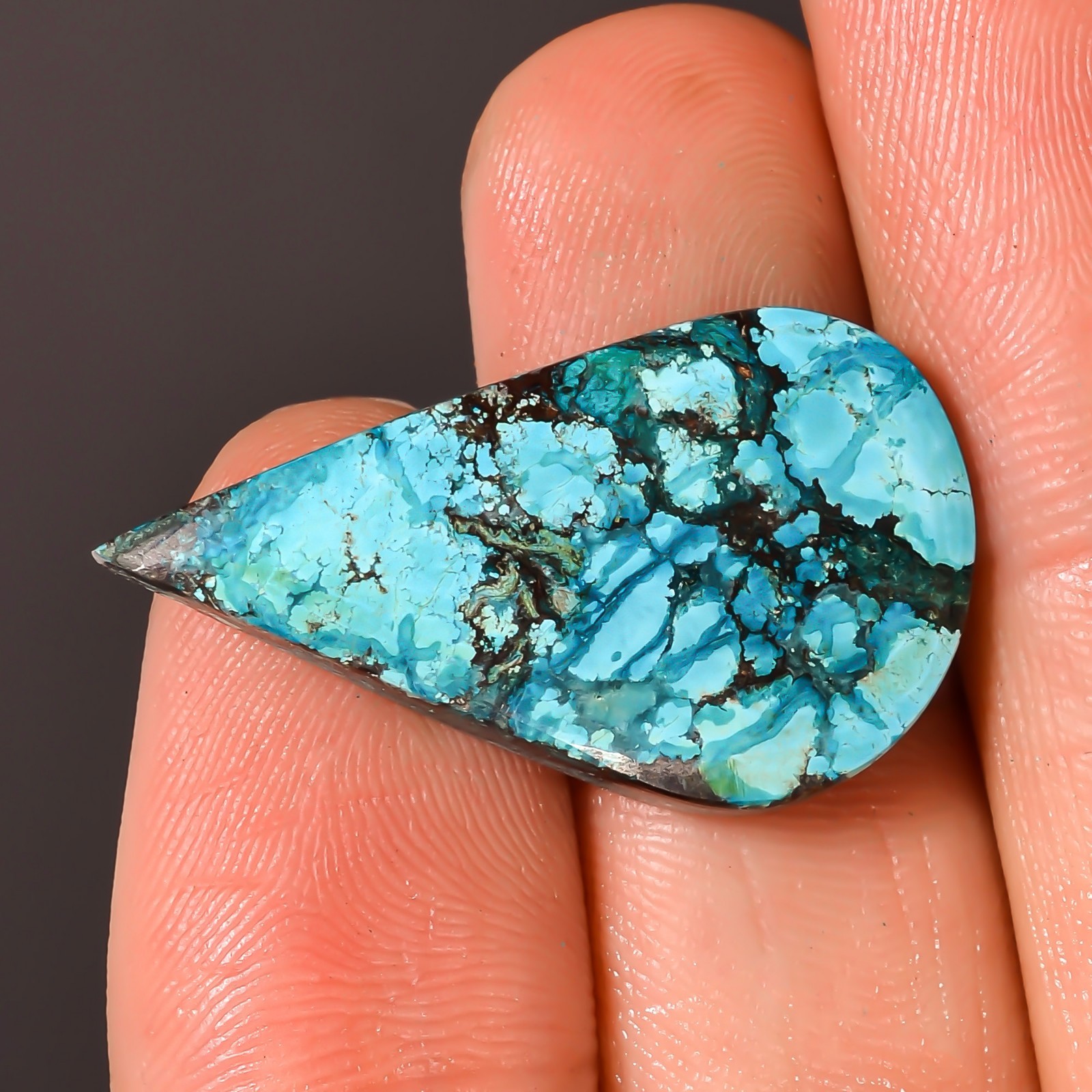 A++ Natural 15.00CT Tibet Turquoise Pear Shape Cabochon 16X28X4mm Tibet Gemstone