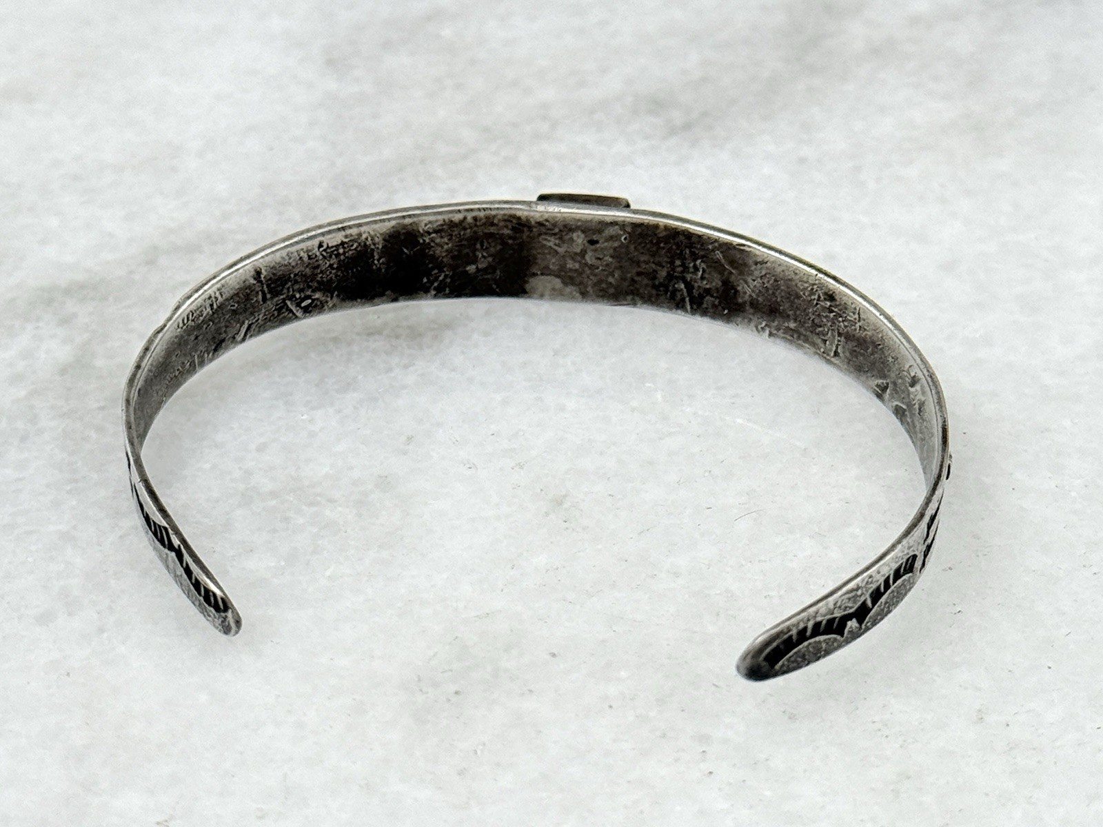 1930’s Fred Harvey Era Sterling silver Stamped Snake Cuff bracelet 6.25”