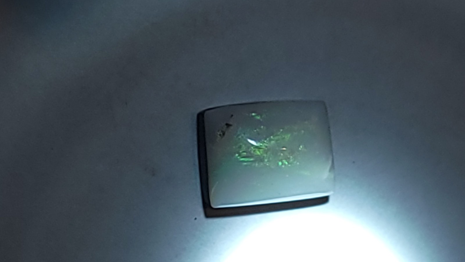 Opal Doublet Cabochon Green Play of Color Rectangular Drilled Pendant Stone