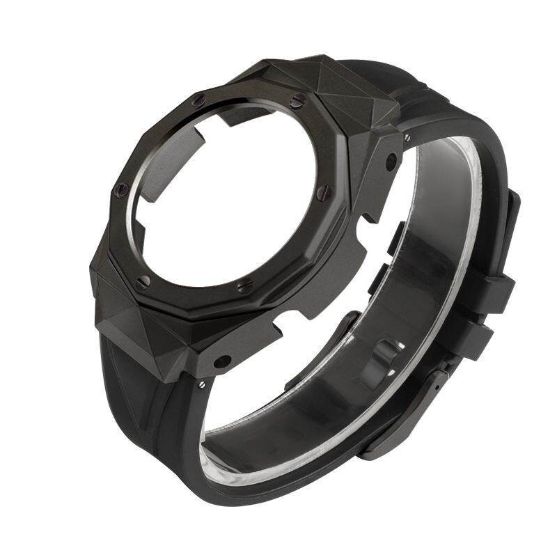 For G-Shock GA-2100 GA2110 CasiOak Mod Kit Steel Diamond Bezel Case Rubber Strap
