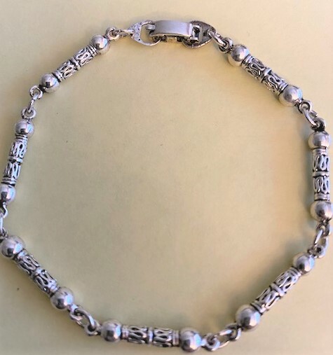 Antique Silver Plated Tiny Circle Bracelet If needed length can be Adjestable