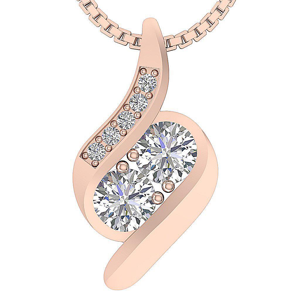 VS F 0.75 Carat Lab Grown Diamond Forever Us Two Stone 14K Gold Fashion Pendant