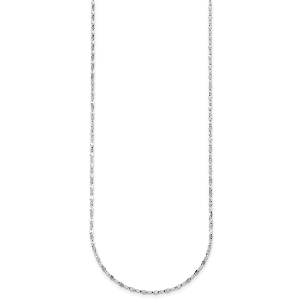 14K White Gold Rhodium-plated Polished 2.0mm Fancy Link Chain Necklace 16″