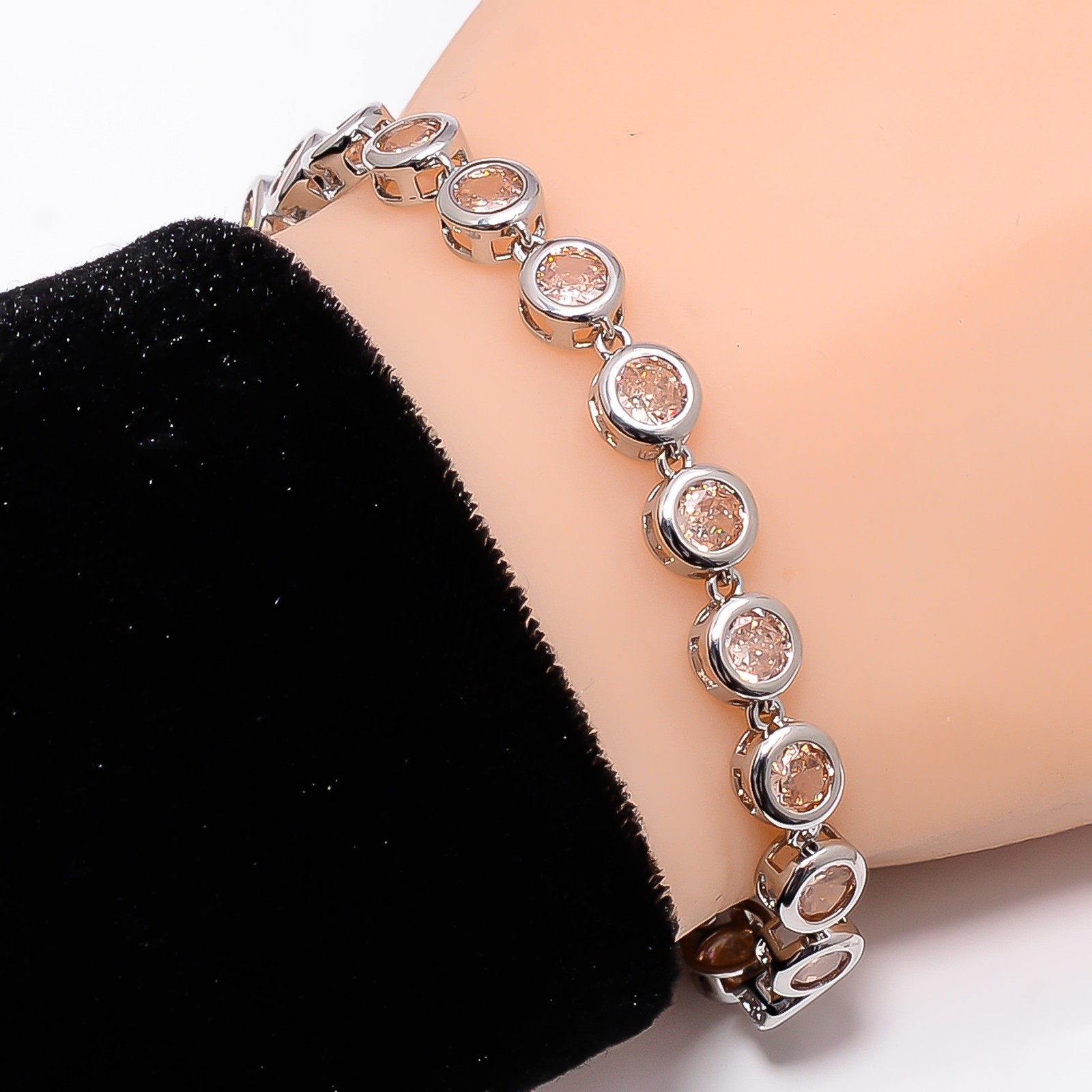 Morganite 925 Sterling Silver Adjustable Bracelet 7-8″ B126910, Gift for her