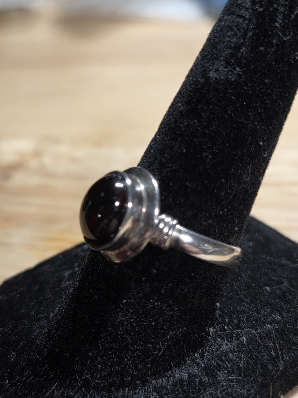 925 Sterling Silver Garnet Cabochon Ring Size 7 Artisan 2.91g