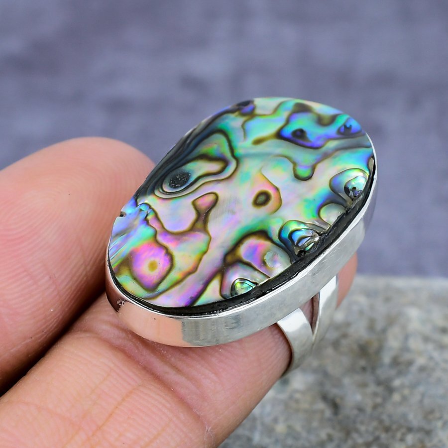 Abalone Shell Gemstone Handmade Jewelry 925 Sterling Silver Ring All Size