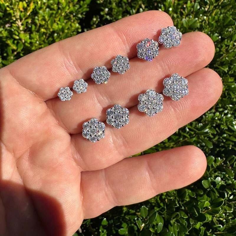 8-15MM Cluster Set Earrings VVS1 D Moissanite 925 Silver Passes 💎 Tester!