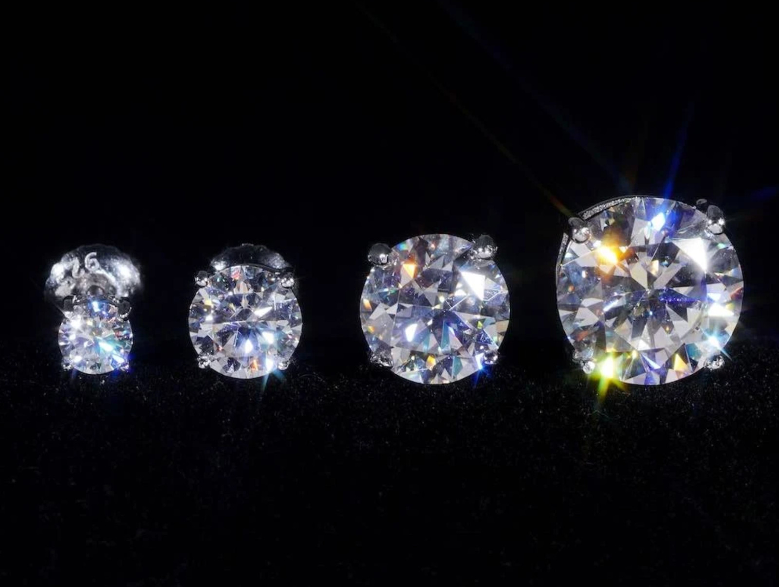1-3CT 3/4/5/6/7/8/9/10mm Lab Created Diamond 925S Silver Screw Thread Earrings