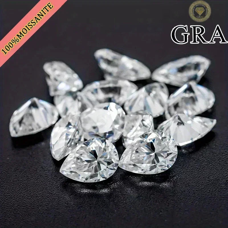 US D Color Pear Cut 0.3-8ct VVS1 GRA Certificate Sparkling Lab-Grown Moissanite