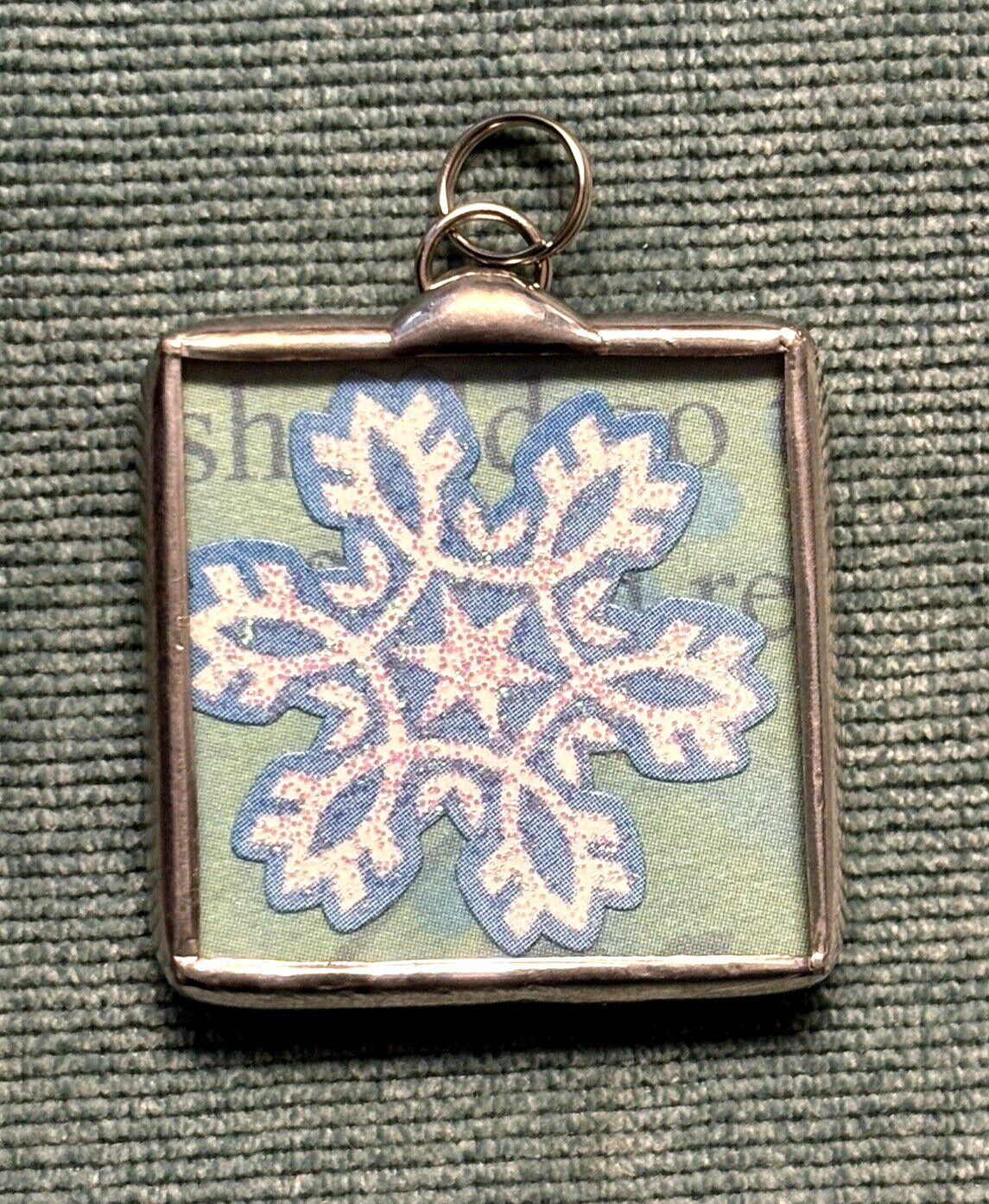Glittered Winter Snowflake Pendant 1.25×1.25″ Jewelry Handmade Charm Ornament