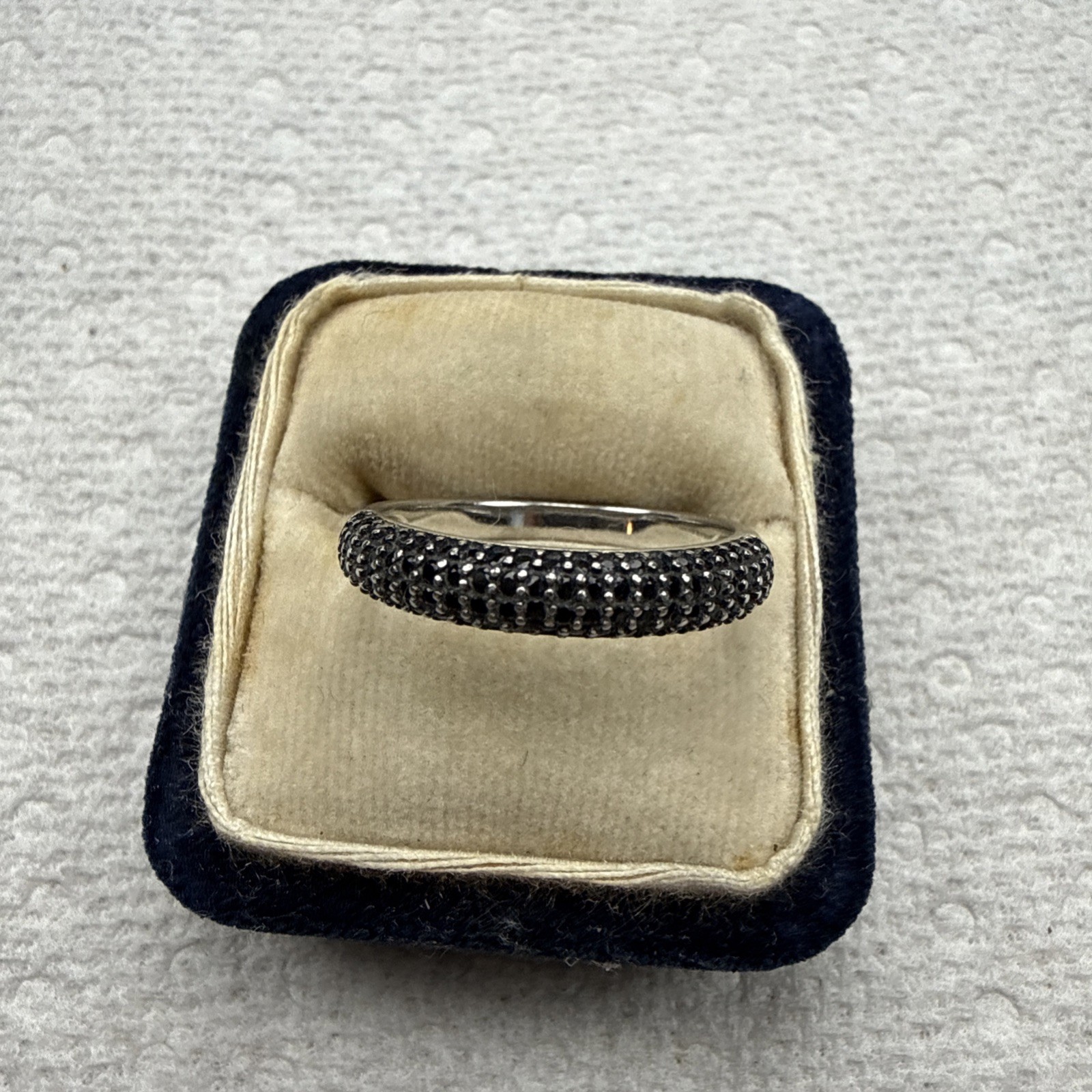 Sterling Silver Micro Pave CZ Split Shank Band Ring Sz 7.75 2g