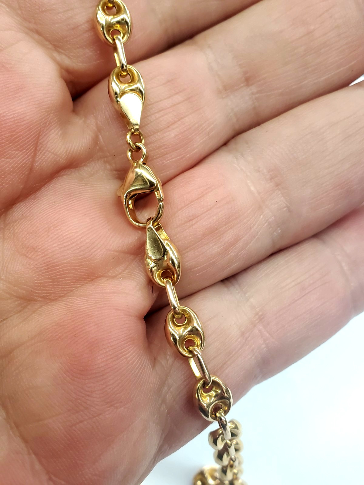 14K Yellow Gold 16-1/4″ Puffed Anchor/Mariner Chain -14.1 grams