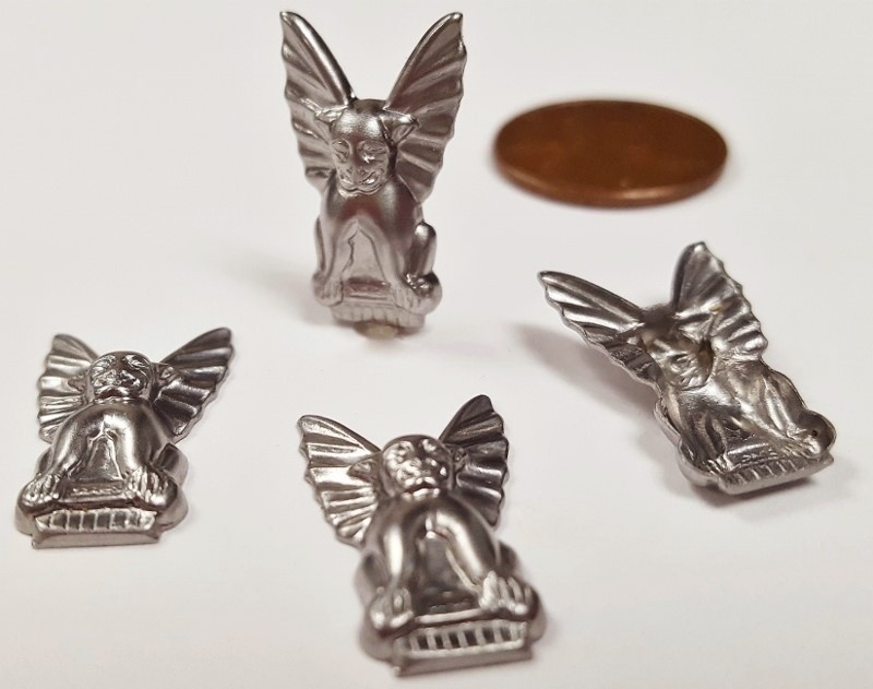 12 VINTAGE STEEL GARGOYLE 19x12mm. SILVER RAISED METAL STAMPING FINDINGS N24