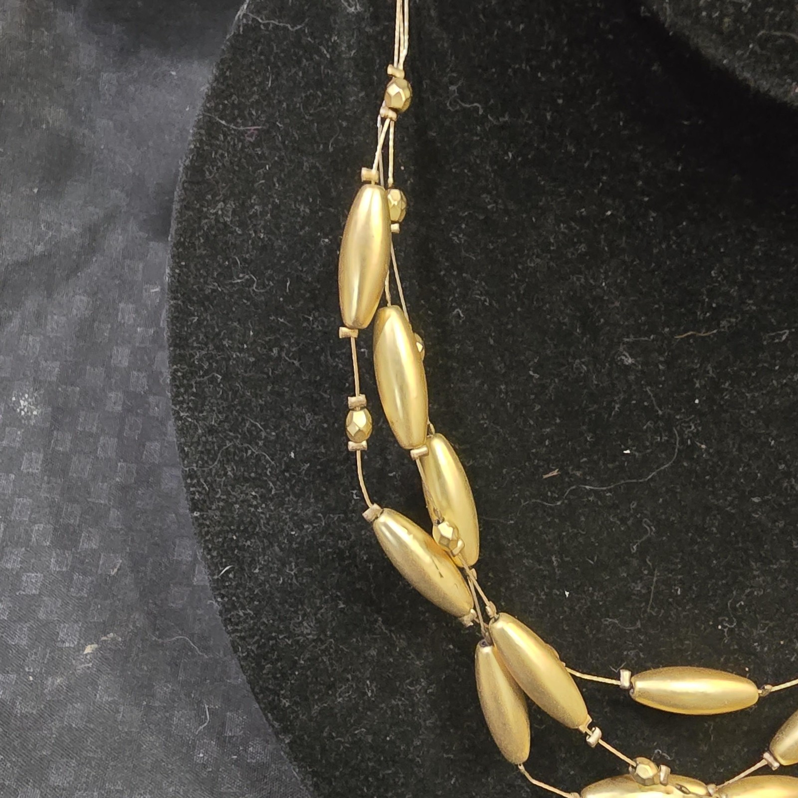 Necklace Beaded Layered Station Gold Tone Lobster Clasp Womens Multi-Strand