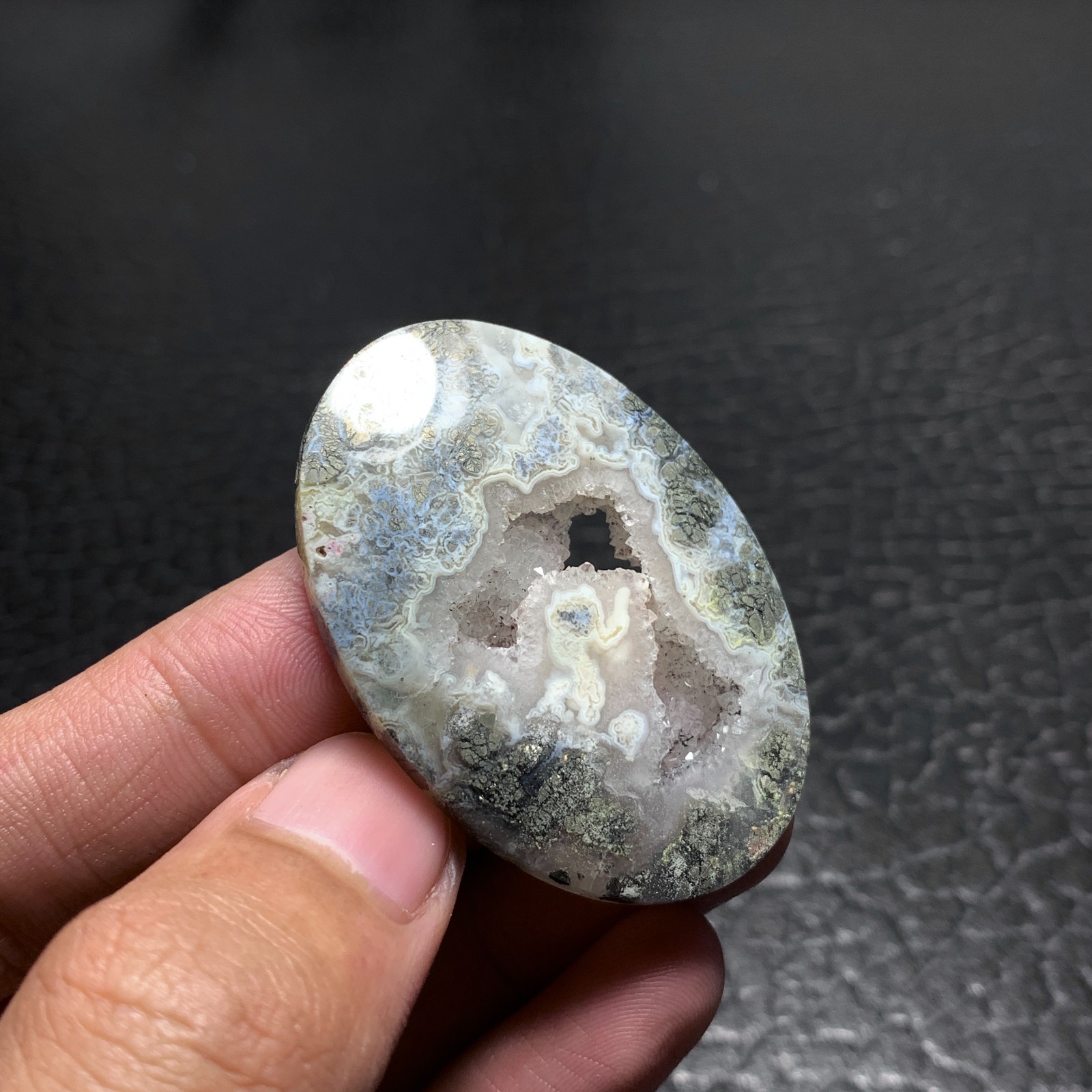 Marcasite Agate Cabochon 45x32x6mm High Quality 65.5 ct