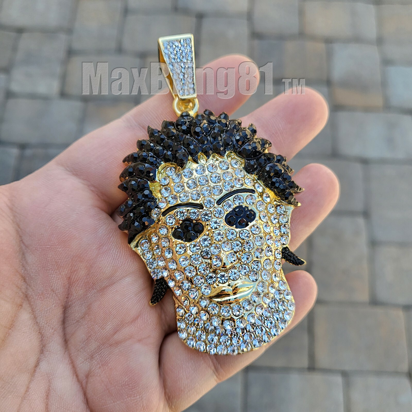 Hip Hop Iced Gold Silver Plated Alloy Cubic Zirconia Large Killer Mask Pendant
