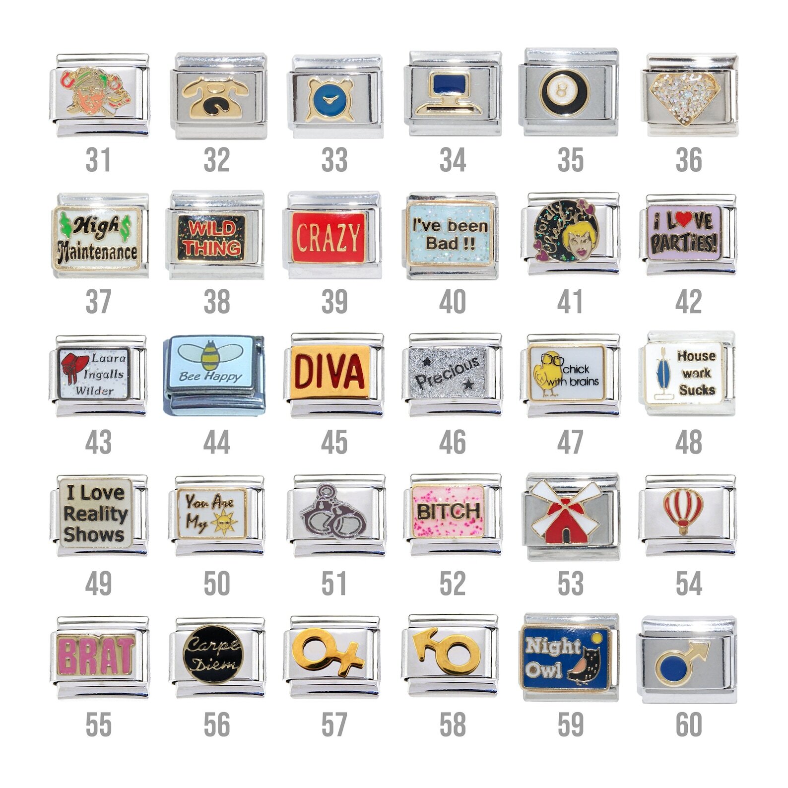 Miscellaneous enamel 9mm Italian Charm – Fits 9mm Italian charm bracelets