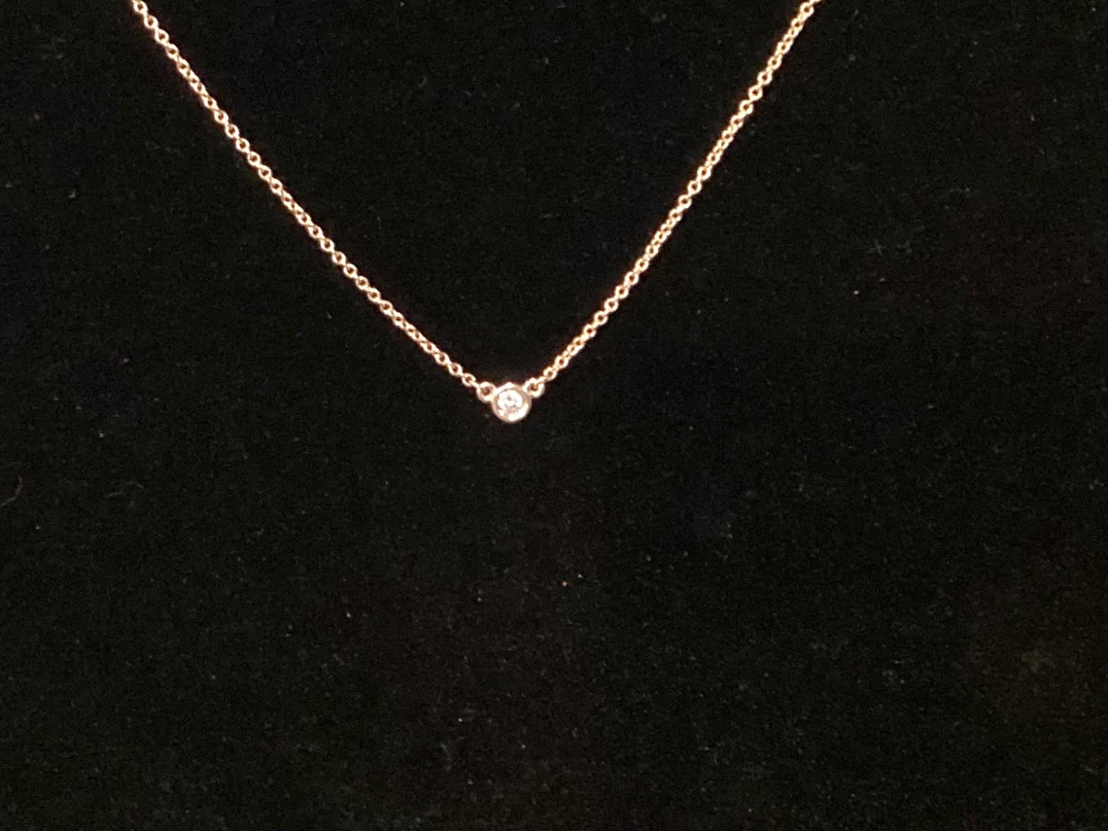 10K Tiny Small Diamond Approx 3mm Round incl. setting 18inch Necklace
