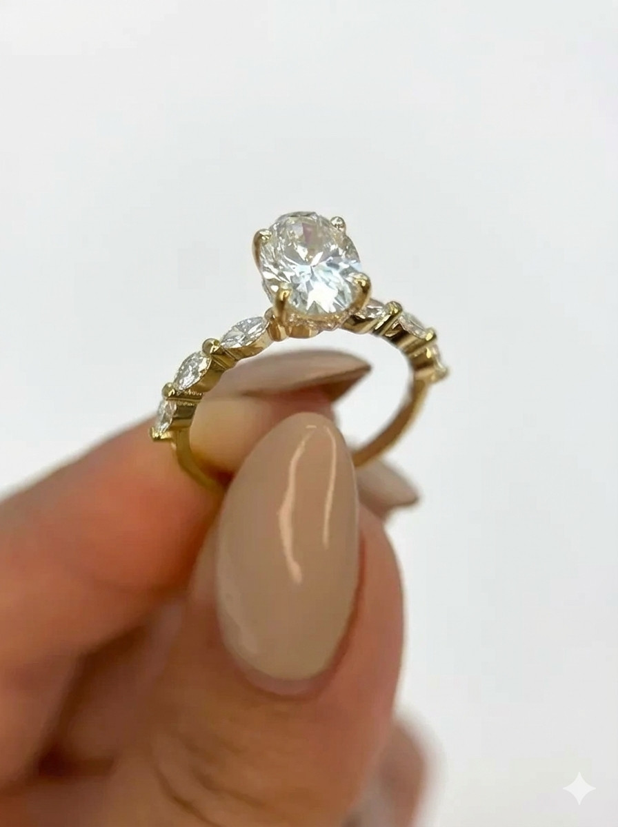 IGI Certified 1.80 Ct Diamond Ring Oval Cut 14k Yellow Gold Lab Grown VVS E F