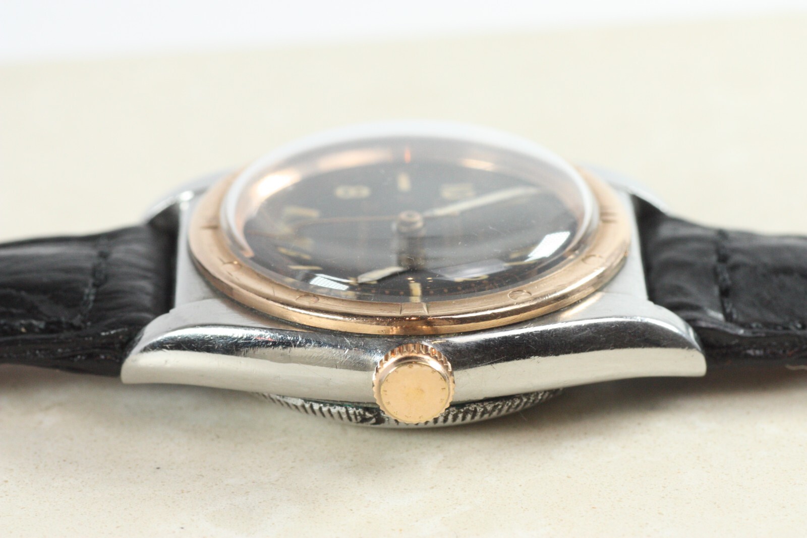 Rolex Bubbleback REF 3372 Rose Gold & Steel Circa 1940s Chronometer Sweep Second