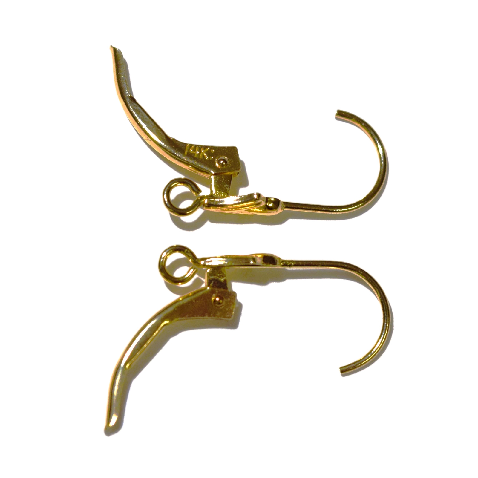 SOLID 14K Yellow Gold Fleur De Lis Leverback Earring Findings 2Pcs/1Pair USA