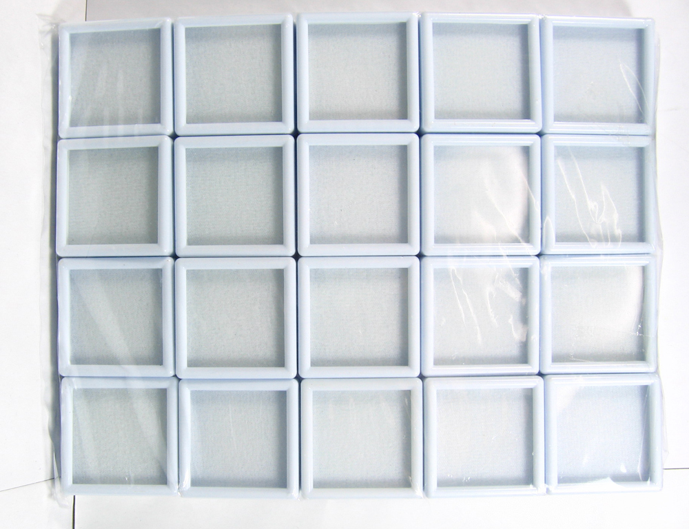 QUALITY 20 PC OF TOP GLASS PLASTIC GEMSTONE JEWELRY DISPLAY JAR BOX WHITE 4×4 cm