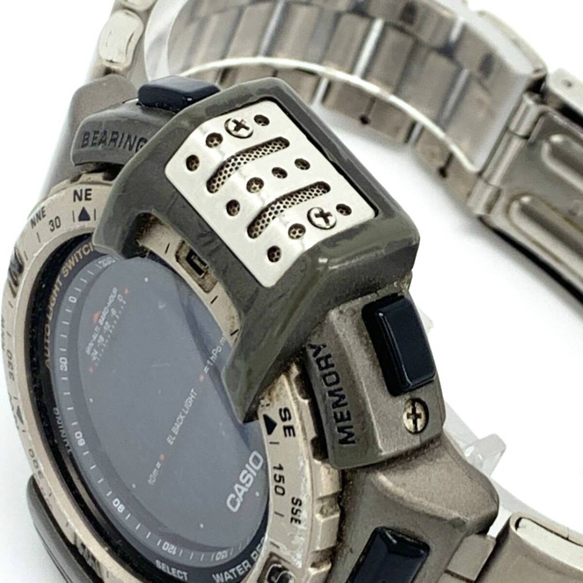 CASIO PRO TREK PRT 411 Quartz Digital Triple Sensor Backlight Titanium Men’s Wat