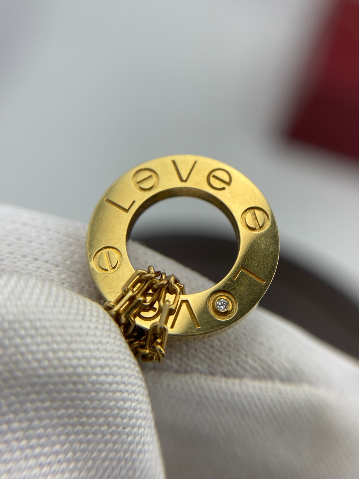 Authentic Cartier LOVE Necklace 2 Diamonds 18K Yellow Gold 750 Pendant with Box