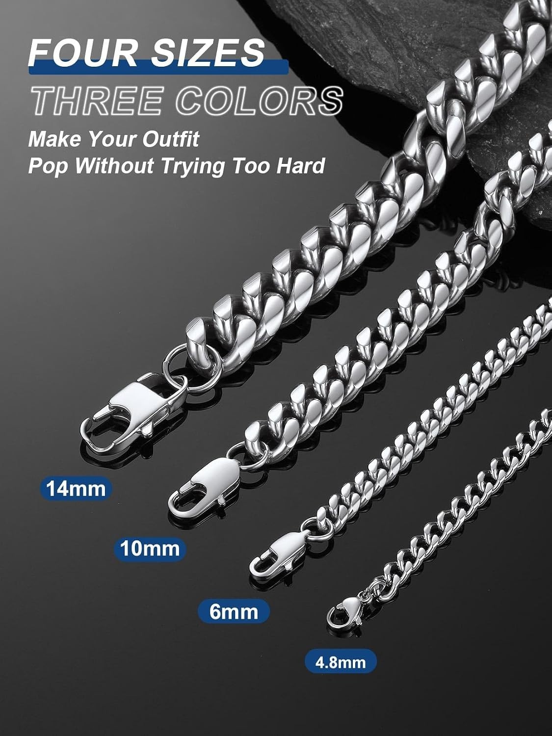 Luxury Stainless Steel Cuban Link Chain 26″ – Stylish & Waterproof Necklace