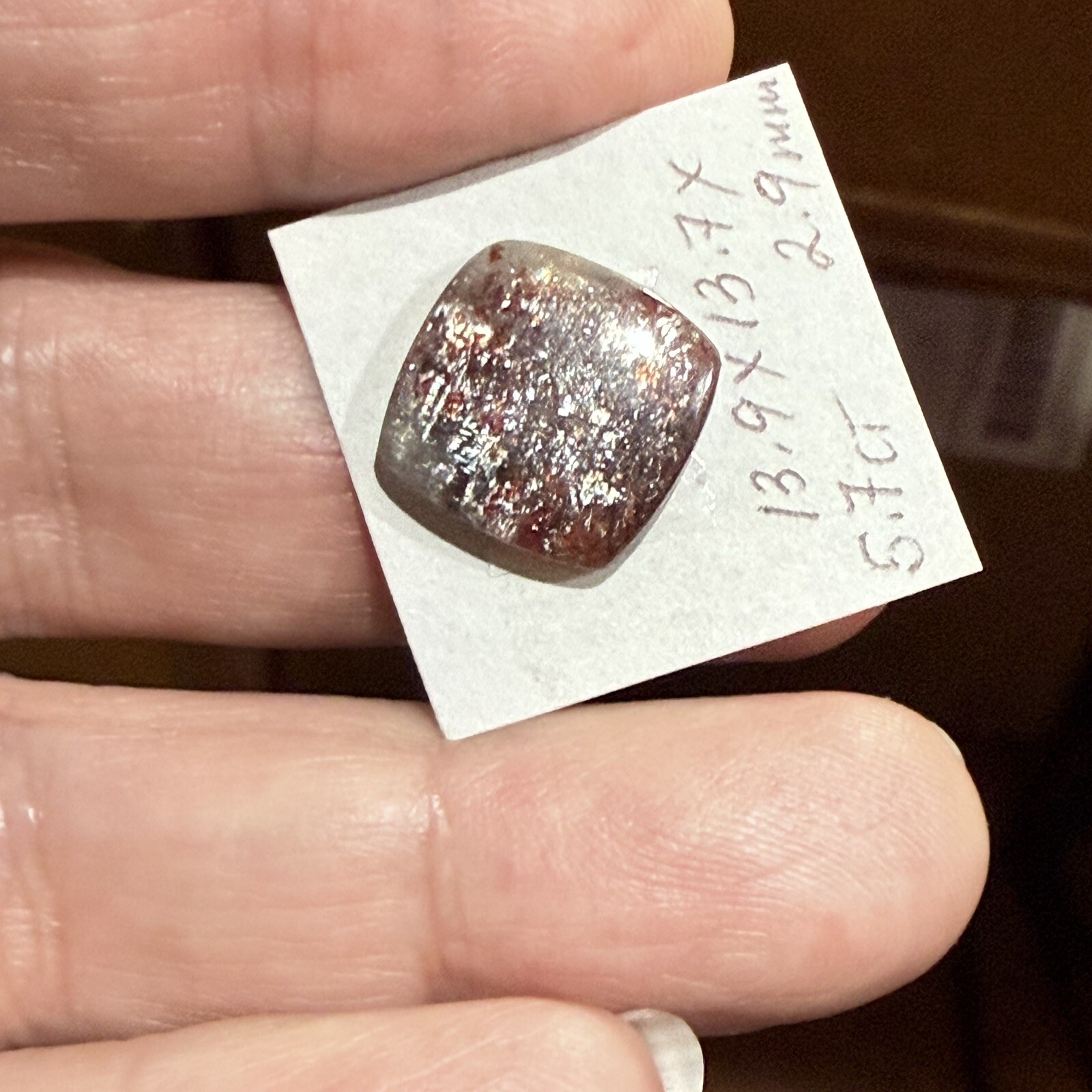 5.7ct 13.9×13.7×2.9mm Gemmy Rare Latice Black Moon Sunstone Cabochon Loose Gem