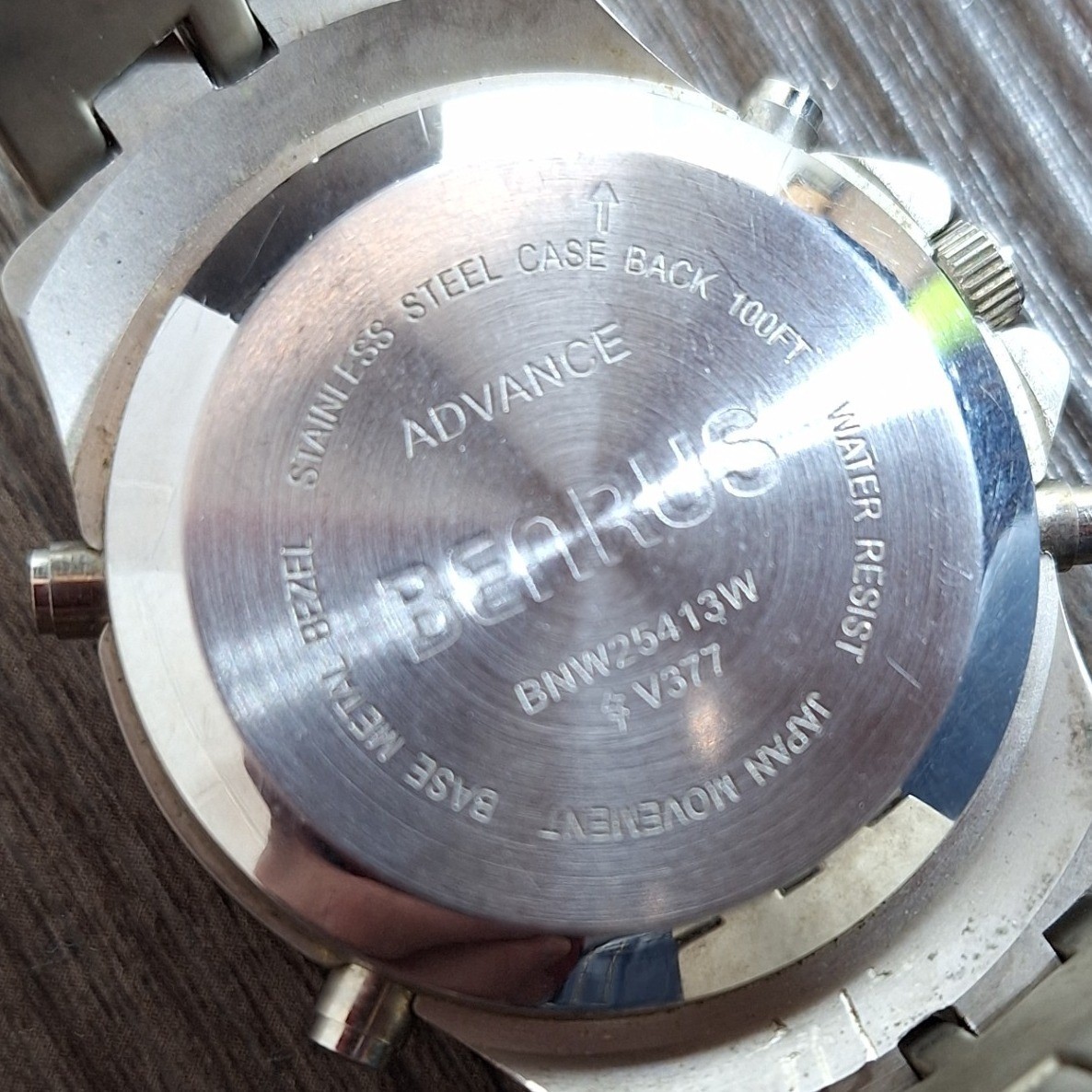 Benrus Advance Mens Chronograph Watch Two Tone BNW25413W Silver Dial 100FT V377