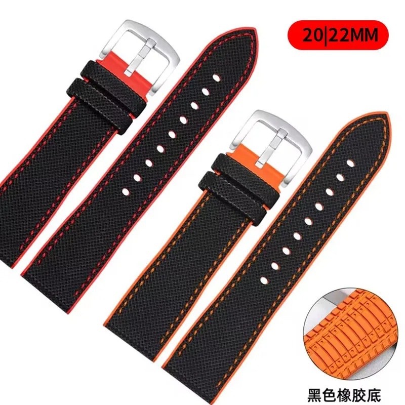 20/22mm Universal Watch Band Nylon Silicone Rubber Watch Strap
