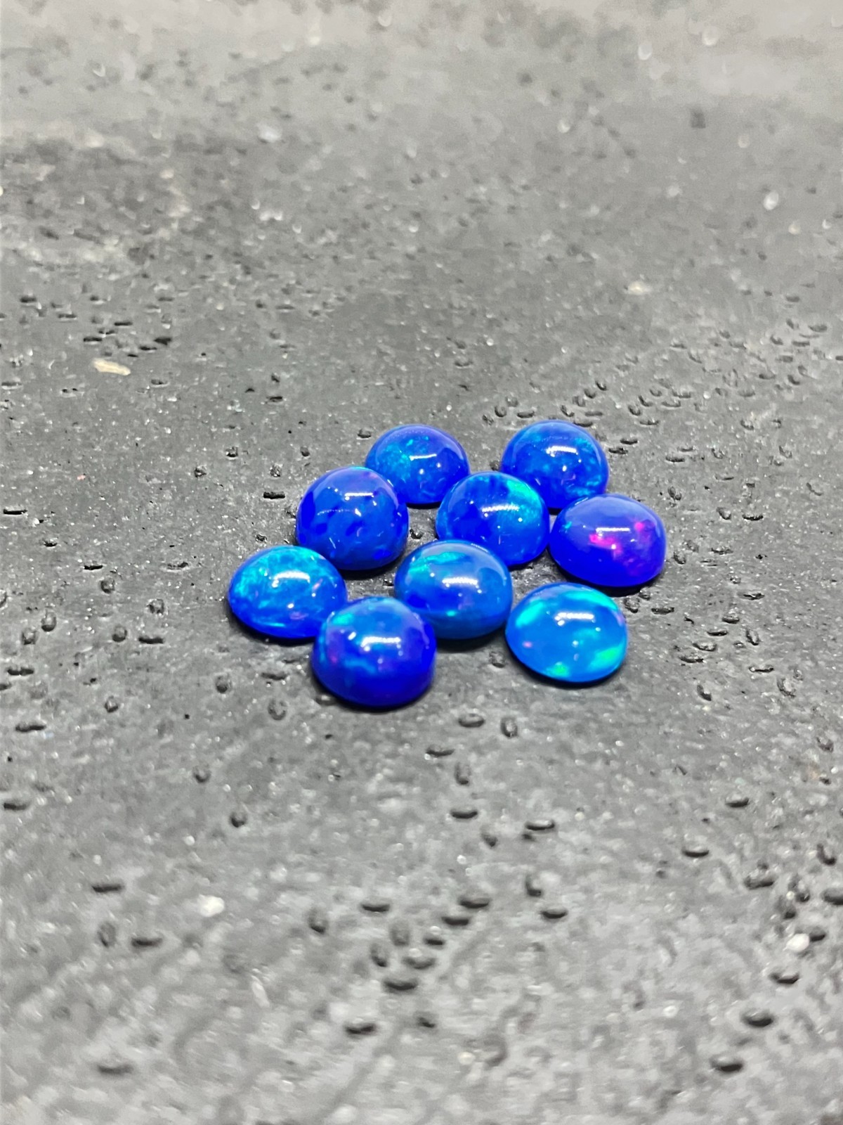 Natural Ethiopian Blue Opal Fire Round Flat Back AAA Loose Gemstone For Jewelry