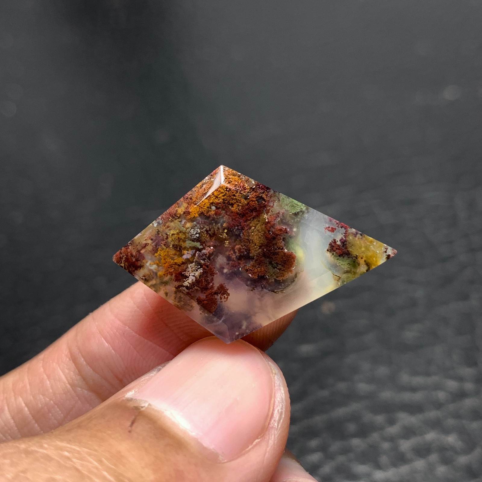 Scenic Moss Agate Cabochon 28x17x4mm High Quality 12 ct