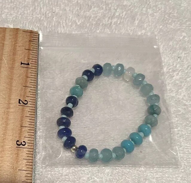 Peruvian Turquoise & Lapis Beads Gemstone Bracelet 6 in NEW in box